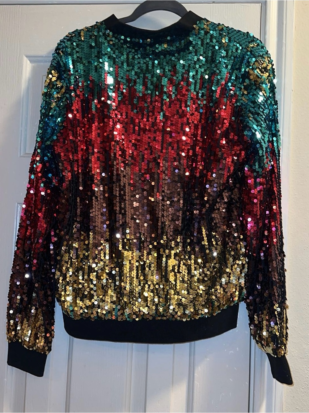 Anna-Kaci Women's Multicolor Sequin Bomber Jacket - Picture 9 of 10